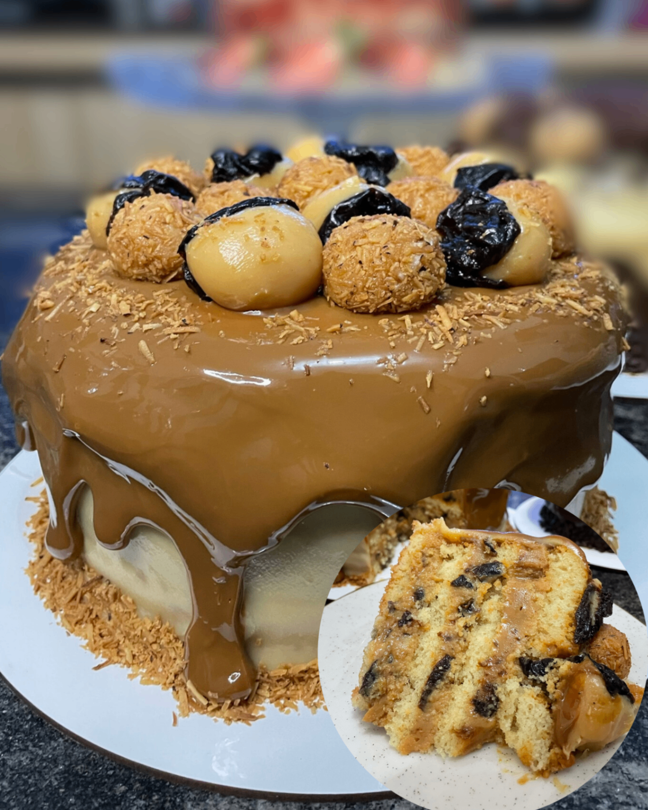 Torta Doce de Leite com Ameixa