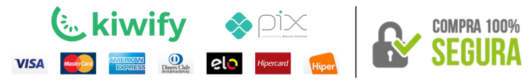 Compra 100% segura e processada pela Hotmart - Mastercard, Visa, Hiper, American Express, Diners, PayPal, Boleto